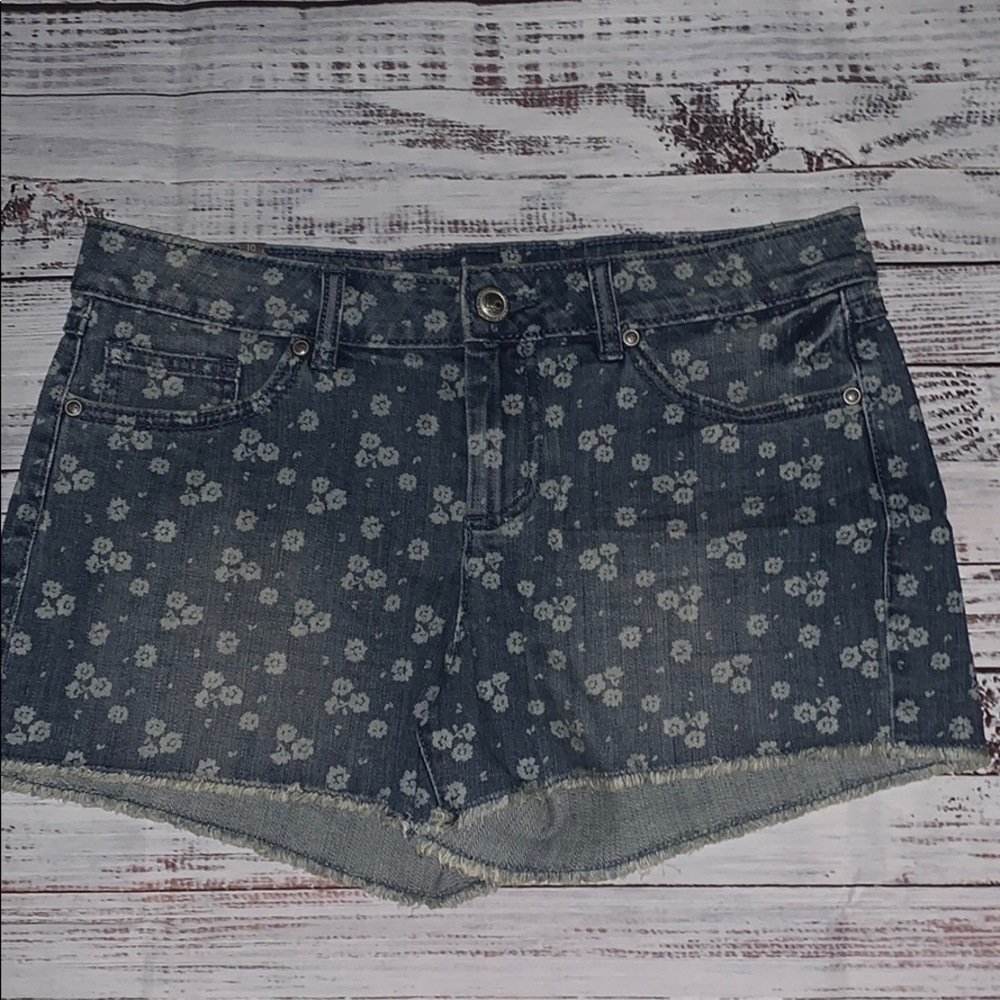 Denim Shorts with Flowers